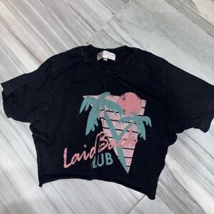 Wildfox  Crop Top with Pink and Green Graphic
